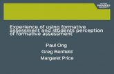 Experience of using formative assessment and students perception of formative assessment