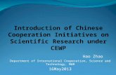 Introduction of Chinese Cooperation Initiatives on Scientific Research under CEWP