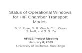 Status of Operational Windows for HIF Chamber Transport Modes