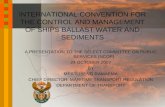 INTERNATIONAL CONVENTION FOR THE CONTROL AND MANAGEMENT OF SHIPS BALLAST WATER AND SEDIMENTS