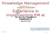 Knowledge Management (KM):  Experience in implementing KM at KMUTT