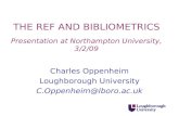 THE REF AND BIBLIOMETRICS Presentation at Northampton University, 3/2/09