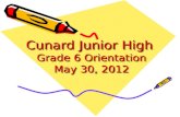 Cunard Junior High  Grade 6 Orientation May 30, 2012