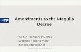 Amendments to the Maquila Decree