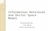 Information Retrieval and Vector Space Model Presented by  Jun Miao York University
