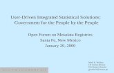User-Driven Integrated Statistical Solutions: Government for the People by the People
