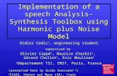 Implementation of a speech Analysis-Synthesis Toolbox using Harmonic plus Noise Model