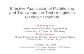 Effective Application of Partitioning and Transmutation Technologies to Geologic Disposal