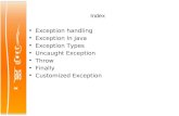 Index Exception handling Exception In Java Exception Types Uncaught Exception Throw Finally