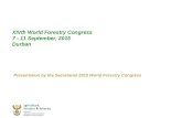 XIVth  World Forestry Congress 7 - 11 September, 2015 Durban