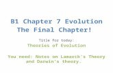 B1 Chapter 7 Evolution The Final Chapter!  Title for today: Theories of Evolution