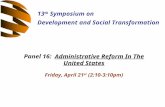 Panel 16:   Administrative Reform In The United States Friday, April 21 st  (2:10-3:10pm)