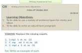CW Writing a Horror Story: Adjustment Friday 19 th  October 2012  19/10/12 Learning Objectives :