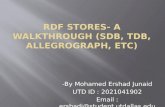 RDF  stores- A walkthrough  (SDB, TDB,  Allegrograph , etc)