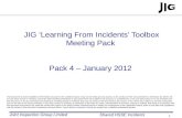 JIG ‘Learning From Incidents’ Toolbox Meeting Pack  Pack 4 – January 2012