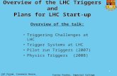 Overview of the LHC Triggers and Plans for LHC Start-up