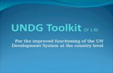 UNDG Toolkit  (V 1.0)