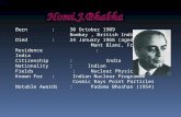 Born :  30 October 1909 Bombay , British India  Died  :  24 January 1966 (aged 56)
