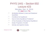 PHYS 1441 – Section 002 Lecture # 23