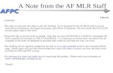 A Note from the AF MLR Staff