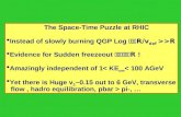 The Space-Time Puzzle at RHIC   Instead of slowly burning QGP Log  Dt~ R/v def  >>R