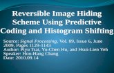 Reversible Image Hiding Scheme Using Predictive Coding and Histogram Shifting