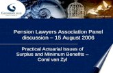 Practical Actuarial Issues of Surplus and Minimum Benefits – Coral van Zyl
