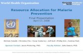 Resource Allocation for Malaria Prevention