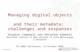 Managing digital objects  and their metadata:  challenges and responses