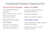 Condensed Matter Experiments