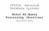 CPS216: Advanced Database Systems Notes 02:Query Processing (Overview)