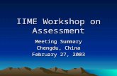 IIME Workshop on Assessment