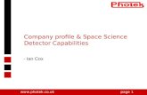 Company profile & Space Science Detector Capabilities