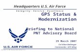 GPS Status & Modernization Briefing to National  PNT Advisory Board 29 March 2007