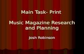 Main Task- Print  Music Magazine Research and Planning