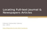 Locating Full-text Journal & Newspapers Articles