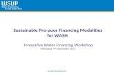 Sustainable Pro-poor Financing Modalities for WASH  Innovative Water Financing Workshop
