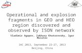 Operational and explosion fragments in GEO and HEO region discovered and observed by ISON network