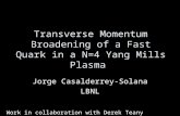 Transverse Momentum Broadening of a Fast Quark in a N=4 Yang Mills Plasma