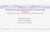 Theoretical particle physics in China and France QCD, bound states, and the physics beyond the SM