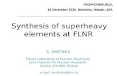 Synthesis of  superheavy  elements at FLNR