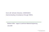 End Life Vehicle Directive; 2000/53/EC Demonstrating Compliance through IMDS.