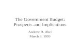 The Government Budget: Prospects and Implications