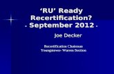 ‘RU’ Ready Recertification? -  September 2012  -