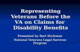 Representing Veterans Before the VA on Claims for  Disability Benefits