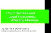 Court Decrees and          Legal Instruments       Affecting Marriage