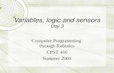 Variables, logic and sensors Day 3