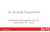 16 -19 Study Programmes  Increasing Participation Post 16  November 14 th   2012