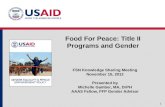 Food For Peace: Title II Programs and Gender