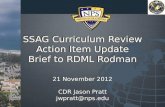 SSAG Curriculum Review Action Item Update Brief to RDML Rodman